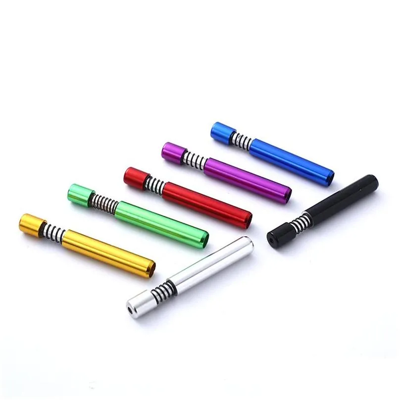 portable metal smoking pipes 8mm spring aluminum herb tobacco pipe cigarette holder accessories