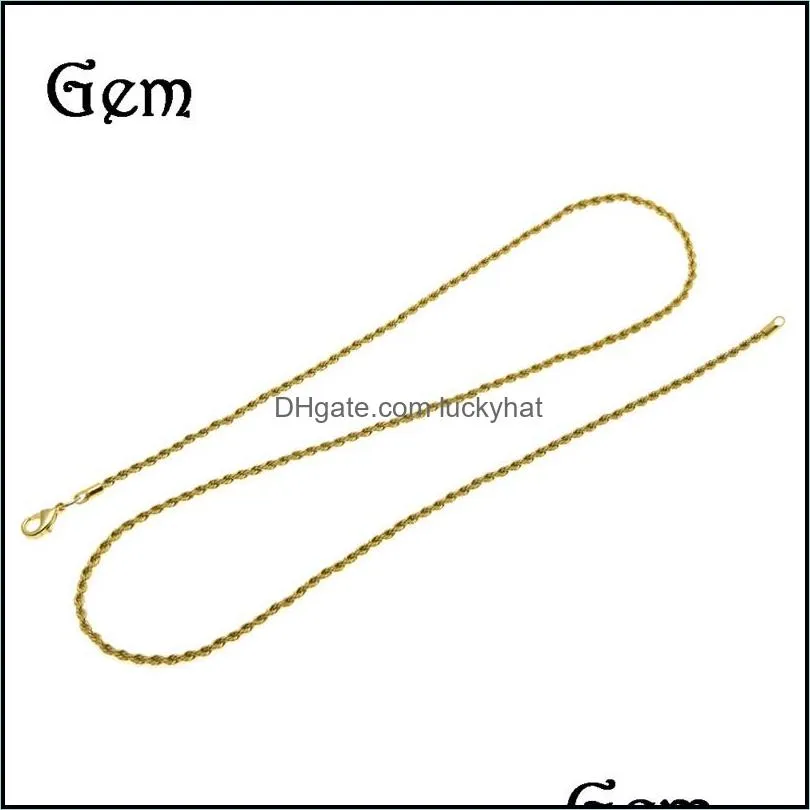 men fashion hip hop long chain necklace gold silver colors stainless steel 20inch 24inch 30inch rope chain 1334 q2