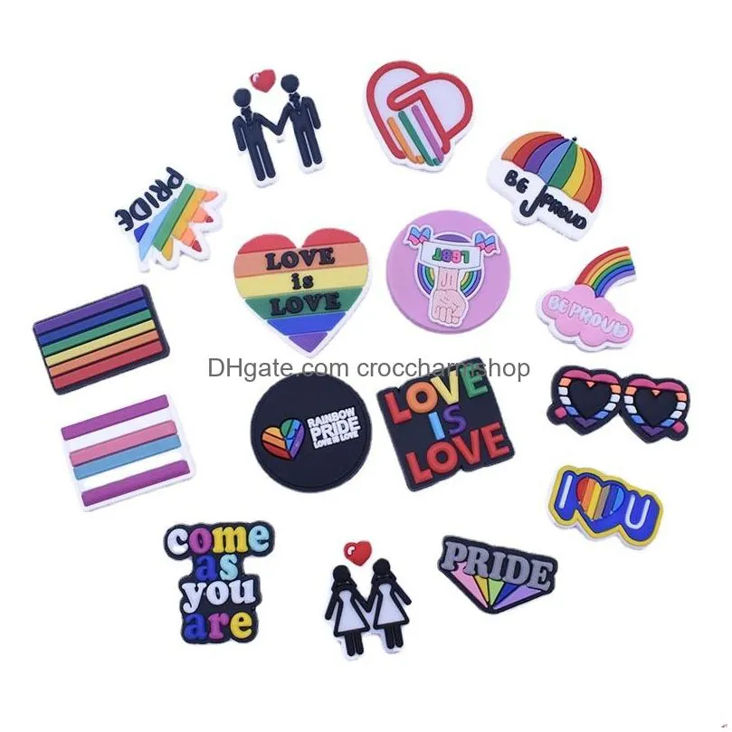 anime charms wholesale childhood memories rainbow lgbt funny gift cartoon croc charms shoe accessories pvc decoration buckle soft rubber clog charms fast