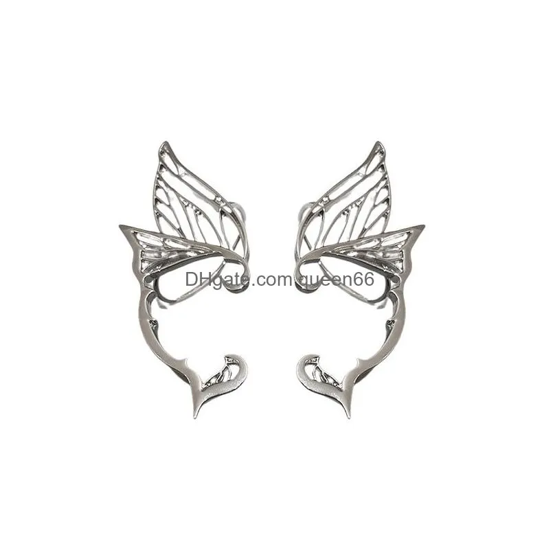 fashion jewelry s925 silver needle butterfly elves ear stud earrings metal ear cuff earrings ears hang