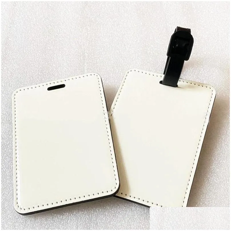 sublimation blank leather luggage tag party favor double sided heat transfer label tags creative diy keychain gift