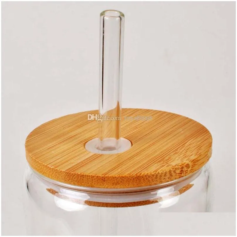 factory bamboo cup lid 70mm 65mm reusable wooden mason jar lids with straw hole and silicone straw valve dhs delivery