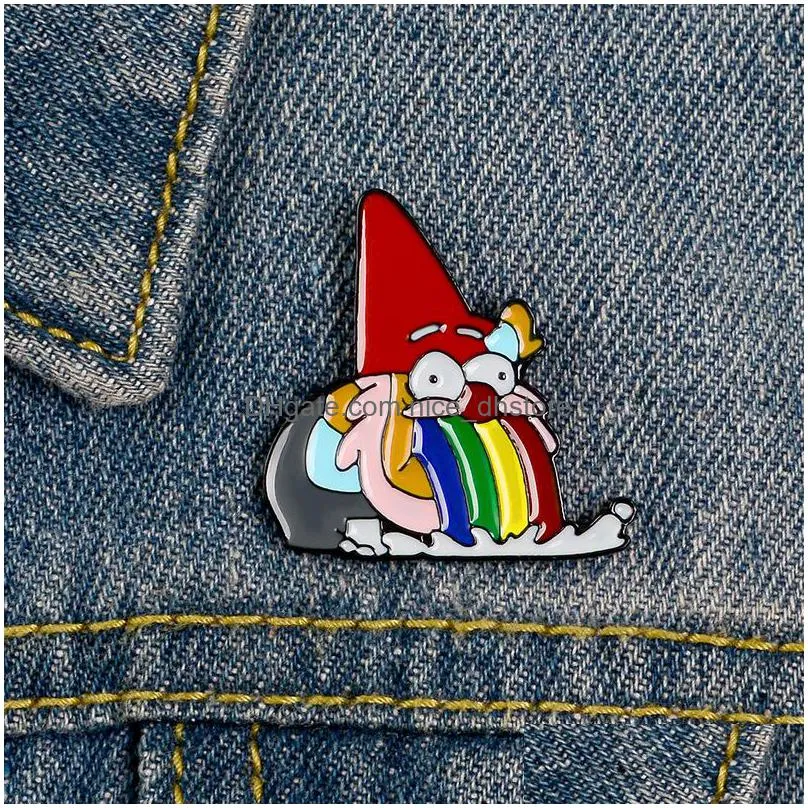 cartoon multicolored short old man lapel pin enamel brooch mini pin clothes badge jewelry gift for friends kids