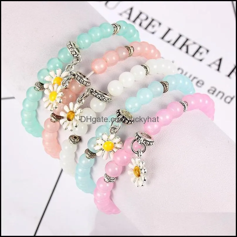 custom bracelets fashion bohemian style  colored crystal glass beads bracelet daisy flower girl bracelet