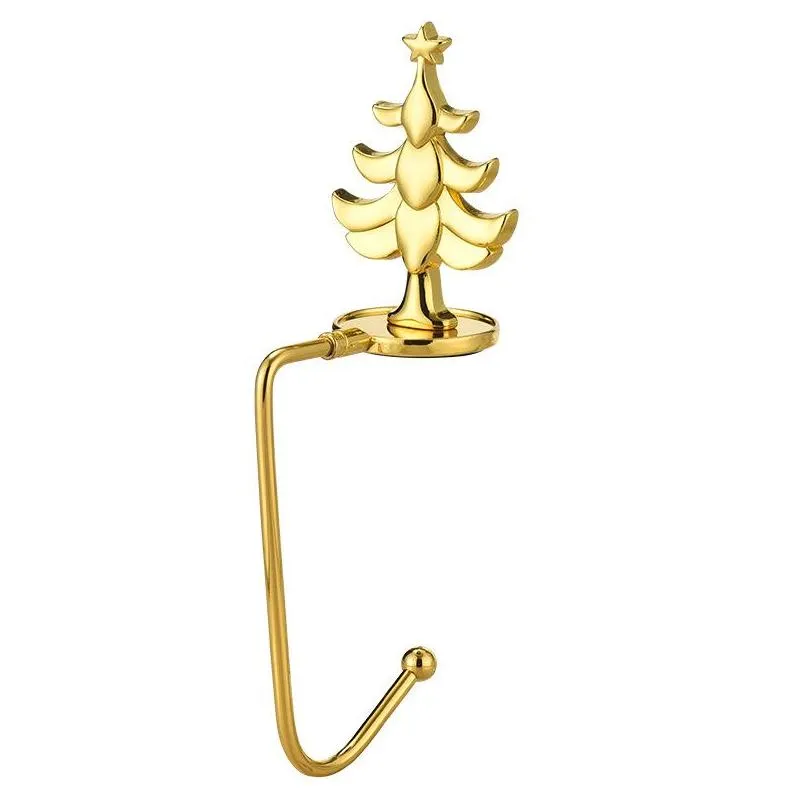 gold christmas decoration hook snowflake santa elk christmas gift fireplace sock metal pendant