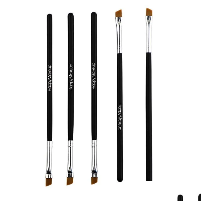 eyelash curler 5pcs/set black eyebrow inclined flat angled brush eyeliner eyeshadow eye brow makeup tool professional women cosmetic