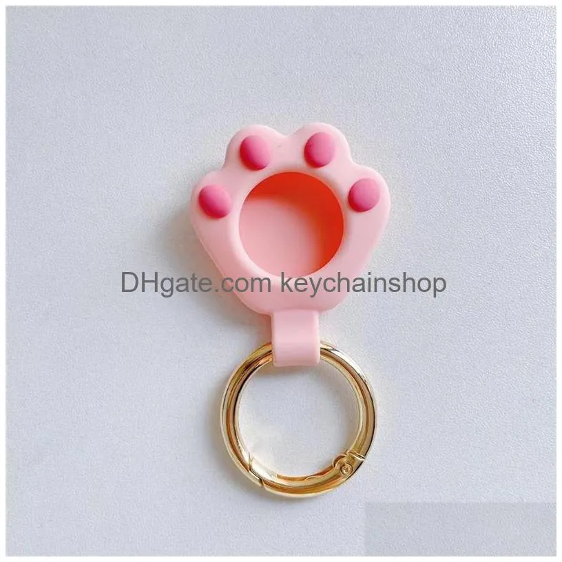 pet cat paw key rings airtags air tags locator tracker covers silicone protective case anti lost antiscratch fall device cartoon keychains bag charms
