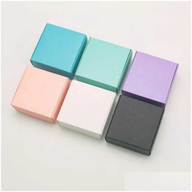 gift wrap 50pcs kraft paper cardboard packing box colorful jewelry candy packaging boxes handmade soap