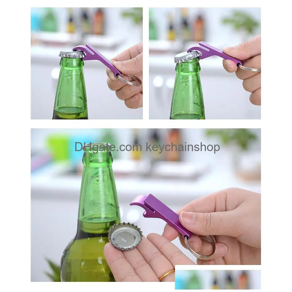 portable keychain beer bottle opener 4 in 1 pocket aluminum can opener key ring fashion wedding party favor gifts key chain keyrings