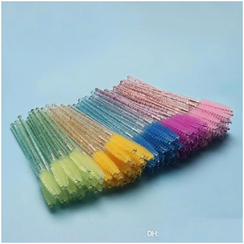 50pcs shiny disposable eyelash applicator wands curler brush set mascara eyebrow spoolers comb wands spoolies brushes