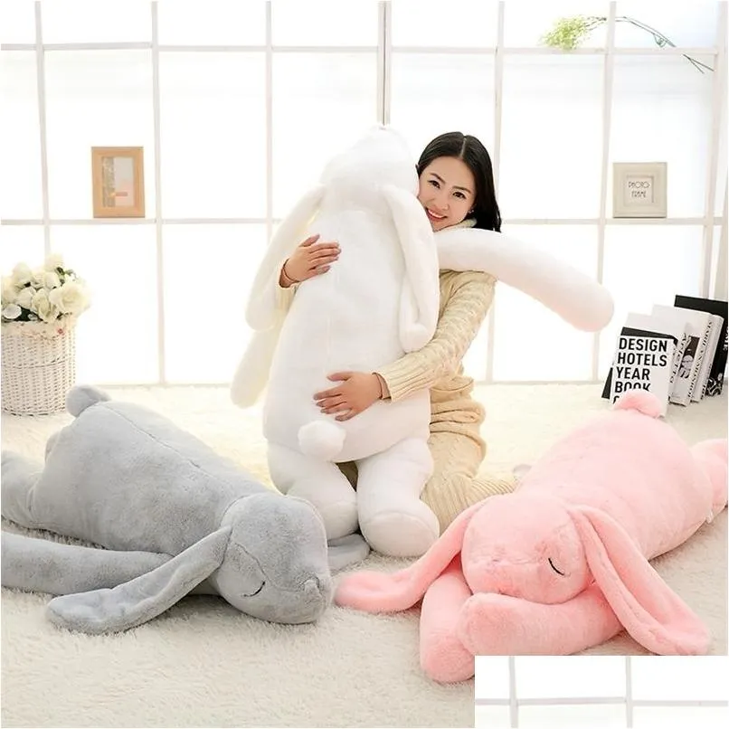 lovely  animal 90cm 120cm soft cartoon big ear bunny plush toy rabbit stuffed pillow girl gift 220409