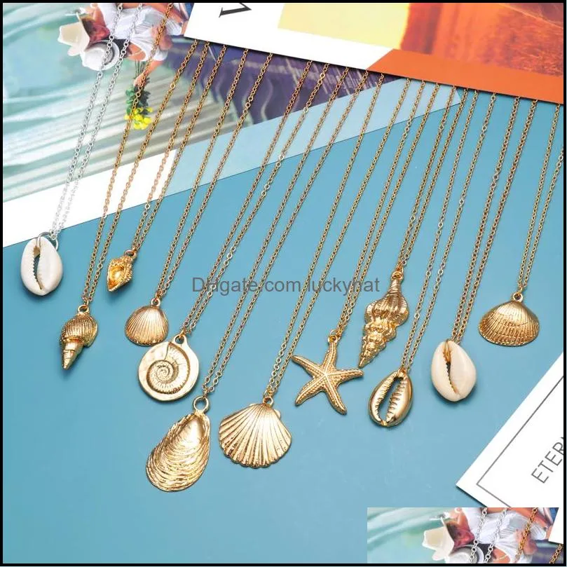 customizable necklace hesiod antique gold chain summer beach jewlery starfish shell pendant necklace for women