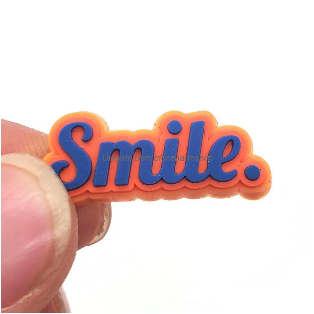 anime charms wholesale childhood memories motivation good vibe letters cartoon croc charms shoe accessories pvc decoration buckle soft rubber clog