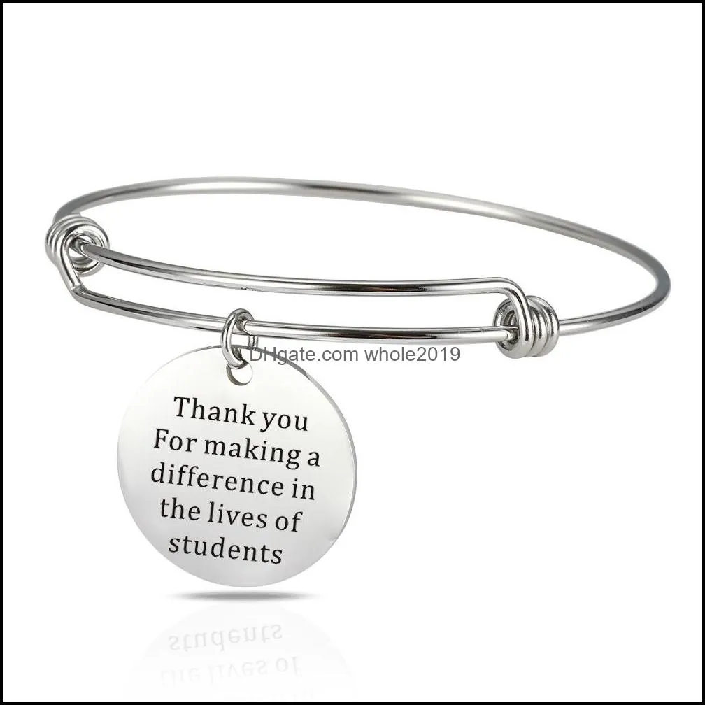 stainless steel bangle bracelets teachers day cuff bracelet for women teacher gifts fashion accessories dhs q608fz