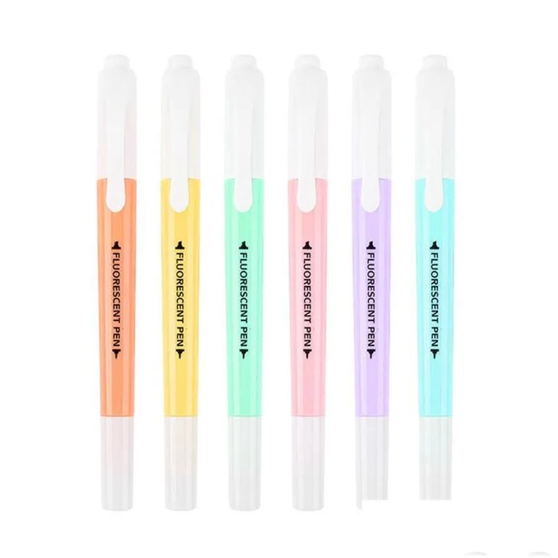 6 colors erasable highlighters pastel markers dual tip fluorescent pen for art drawing doodling marking school office stationery