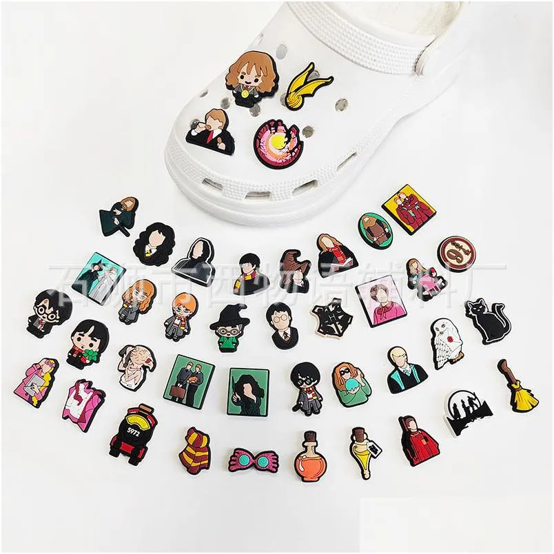 anime charms wholesale childhood memories magical school funny gift cartoon croc charms shoe accessories pvc decoration buckle soft rubber clog charms fast