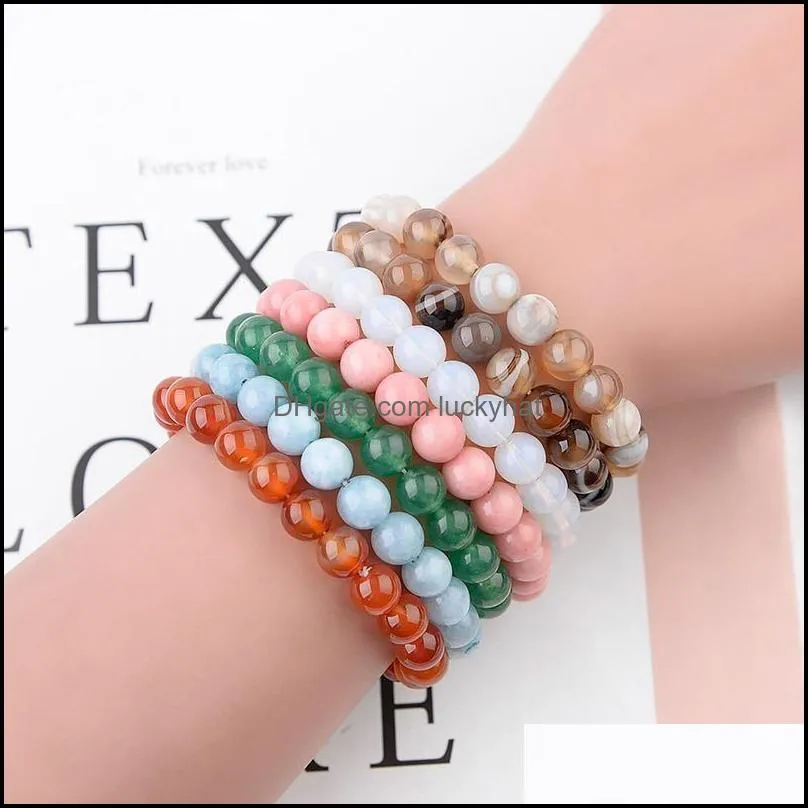 natural gemstone 8mm agate stone bangles healing stone beads bracelets for jewelry making