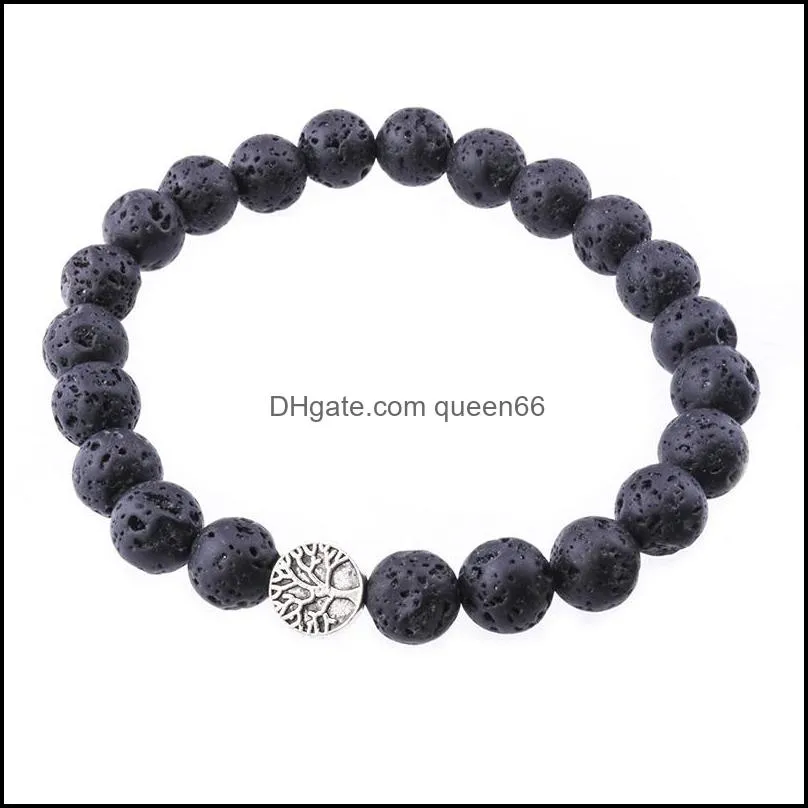 8mm volcano lava stone dog paw tree of life bracelet diy essential oil diffuser bracelet for women jewelry