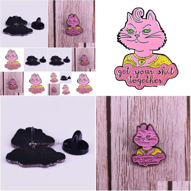 carolyn enamel pin cartoon tv series brooches for shirt lapel backpack banner badge pink cat lady jewelry gift for friends get your shit together