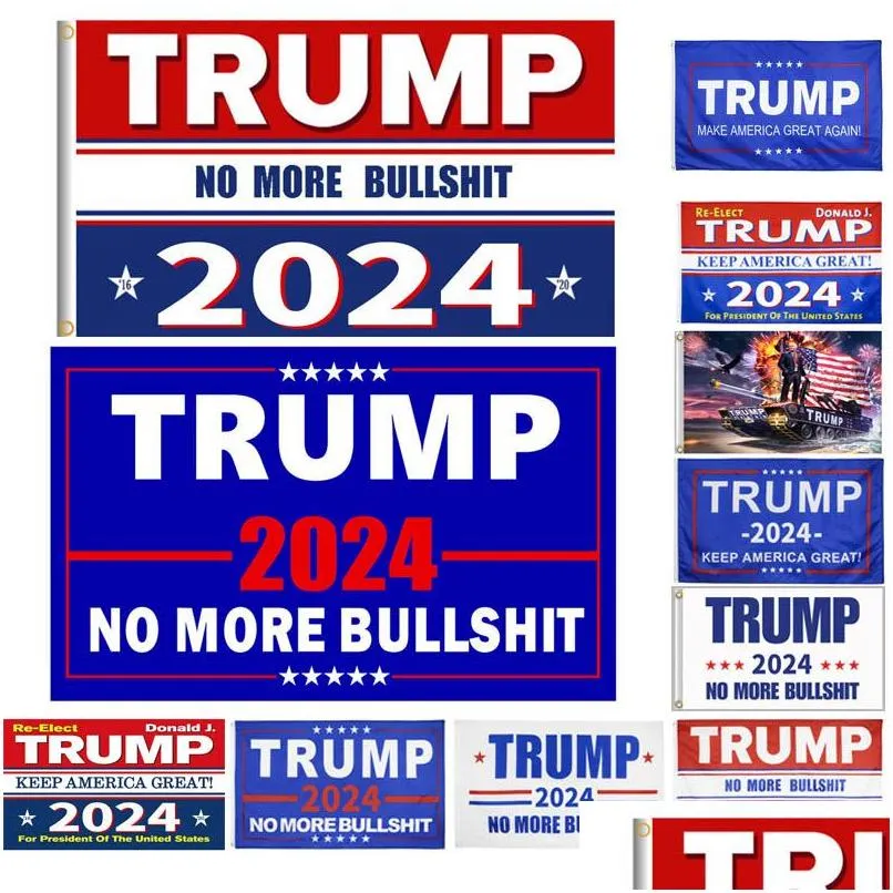 3x5ft digital print trump 2024 flag us presidential election trump no more bullshit campaign flags