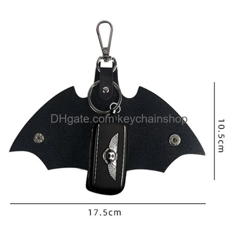 pu leather bat keychains holder mens animal pendant key chains rings fobs fashion design women bag charms silver metal car keyrings accessories handbag jewelry