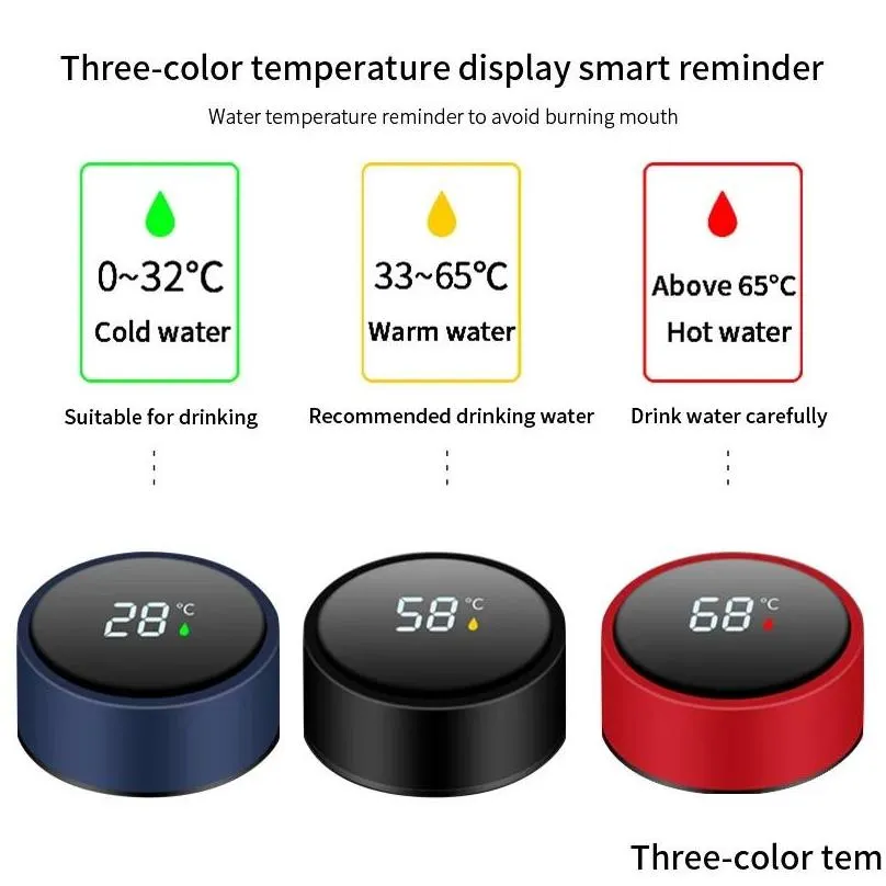 500ml smart water bottle led vacuum flask digital temperature display stainless steel coffee thermal mugs intelligent insulation cups