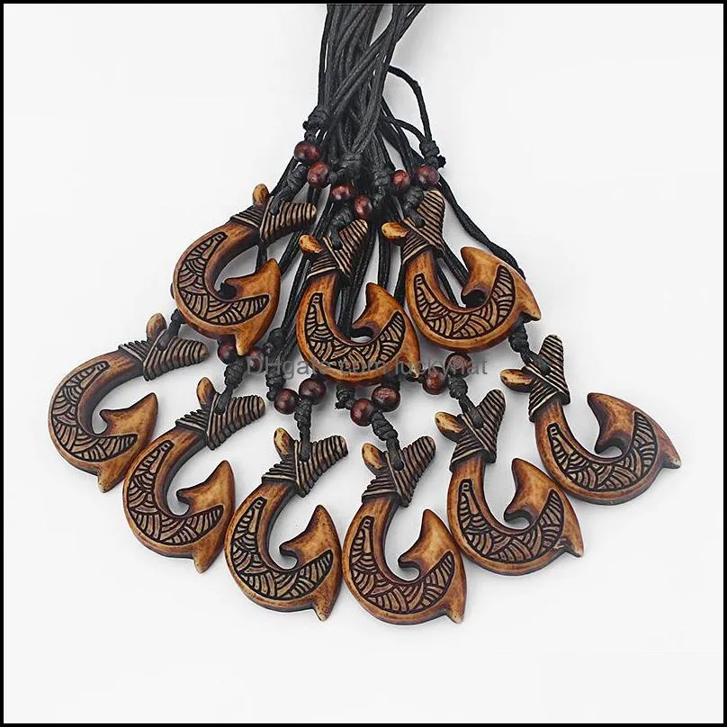 custom necklace white/black yak bone tribal maori fish hook choker hawaii necklace for surfing men womens jewelry
