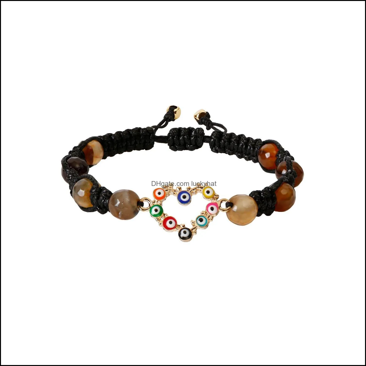 custom bracelets diy devils eye braided bracelet amethyst agate strawberry crystal beaded heart shape bracelet