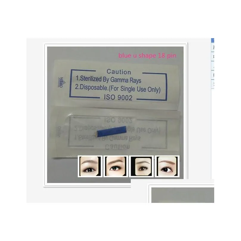 wholesale50 pcs 18 pin u shape s permanent makeup eyebrow embroidery blade for 3d microblading manual tattoo pen