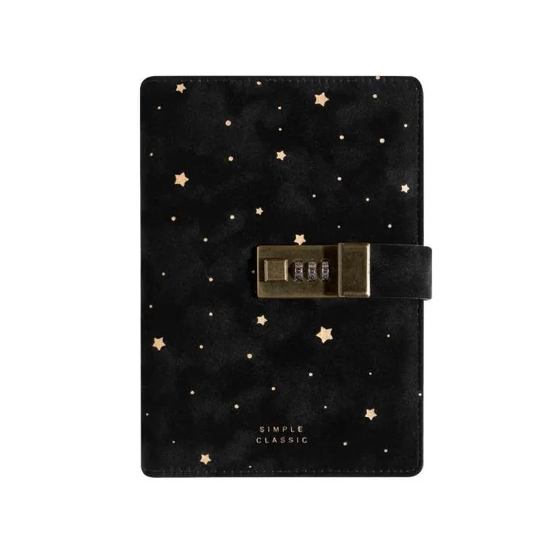 notepads b6 suede travel notebook with combination lock password star agenda diary journal notepad business stationery