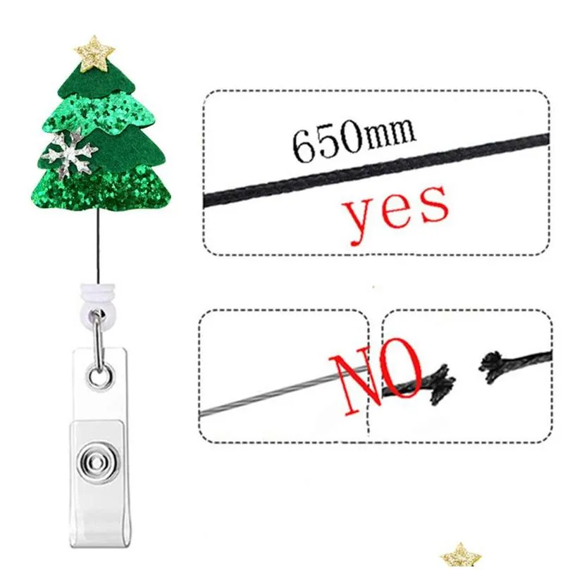 christmas decoration badge keychain party favor retractable pull cartoon id badges holder with clip office supplies