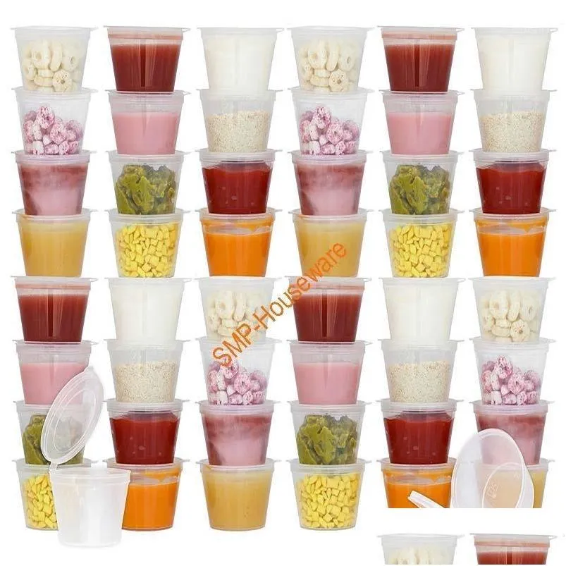 50pcs disposable bpa baby storage containers with hinged lids travel snack cups store homemade organic purees1