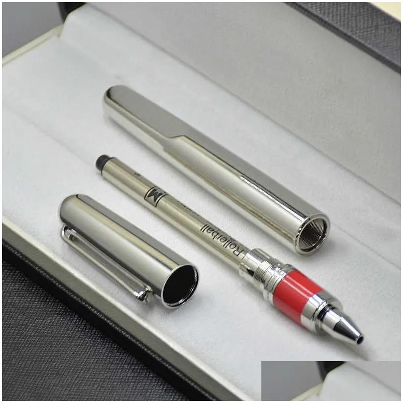 quality heavy metal silver top grey magnetic shut cap rollerball pen stationery business office supplies write men gift pens with set