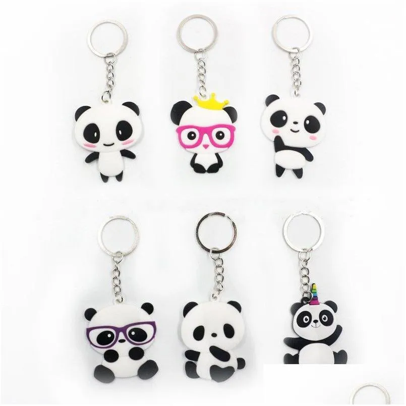 panda keychain men women jewelry silicone key ring party favor