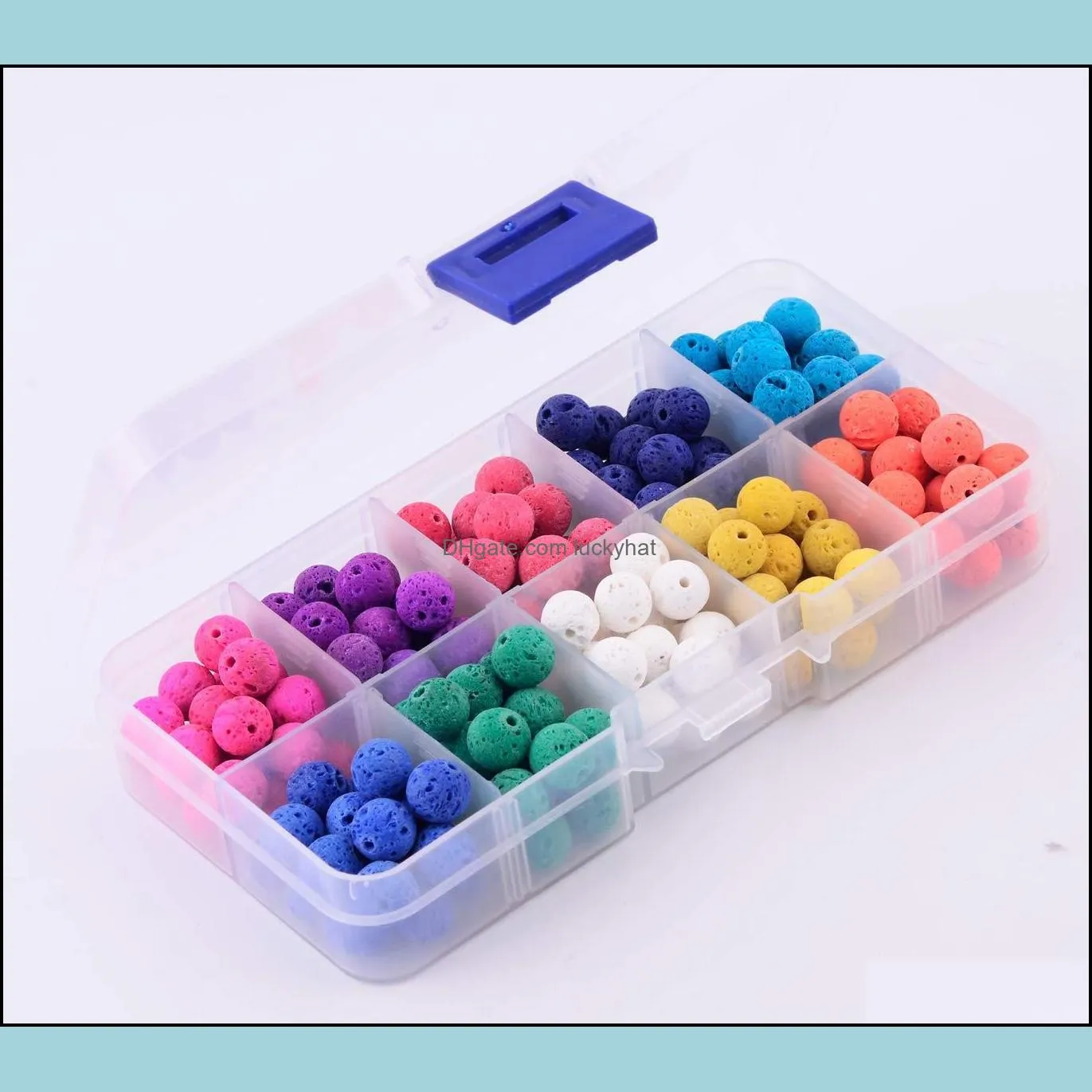 customizable 8mm volcanic stone round beads scattered beads 10 color boxed combination of 200 pieces per box