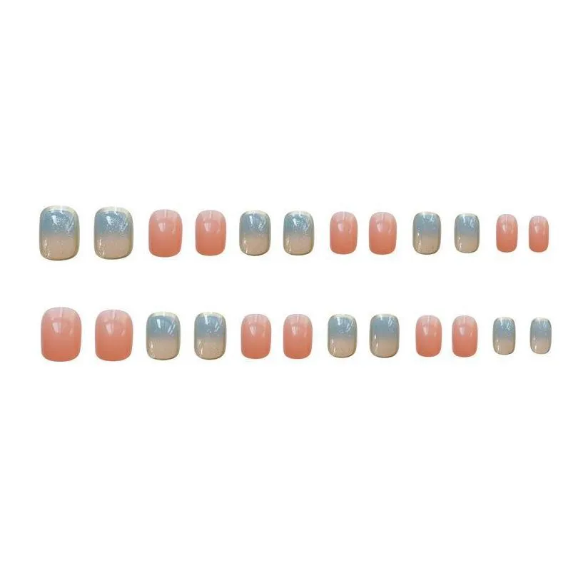 false nails 24pcs fake nail art crystal artificial press on with jelly glue full cover stylish daily finished short manicure tool