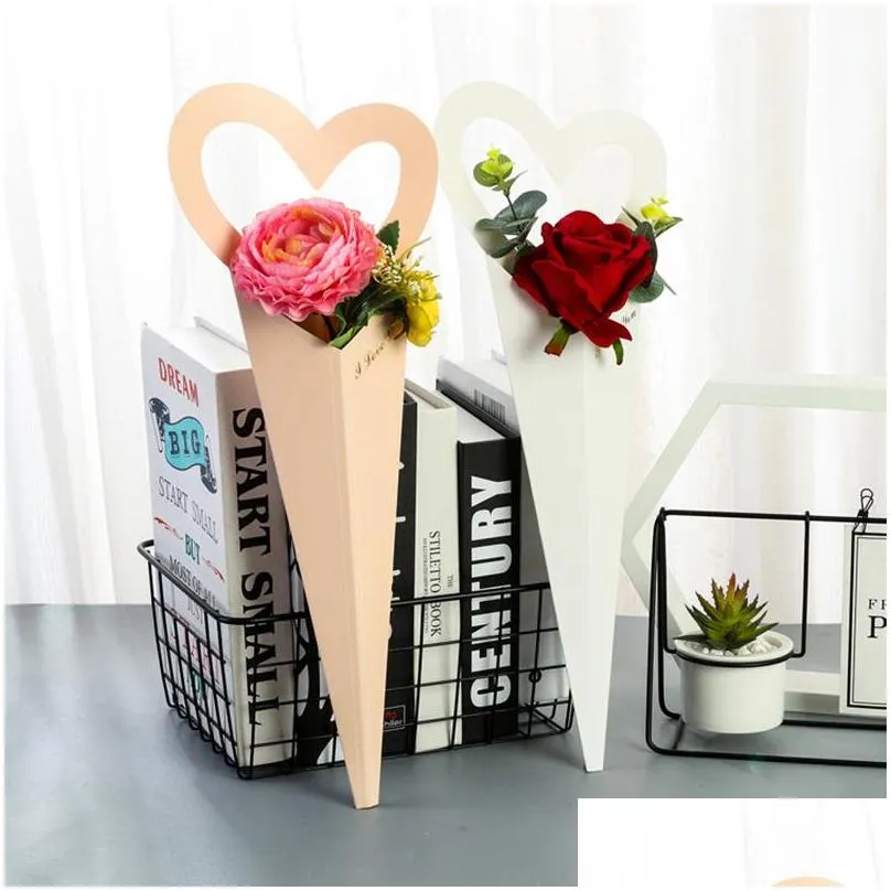 romantic bouquet heart boxes gift wrap love rose flower box cardboard for women sweet packaging single bunch decorate valentine day gifts without