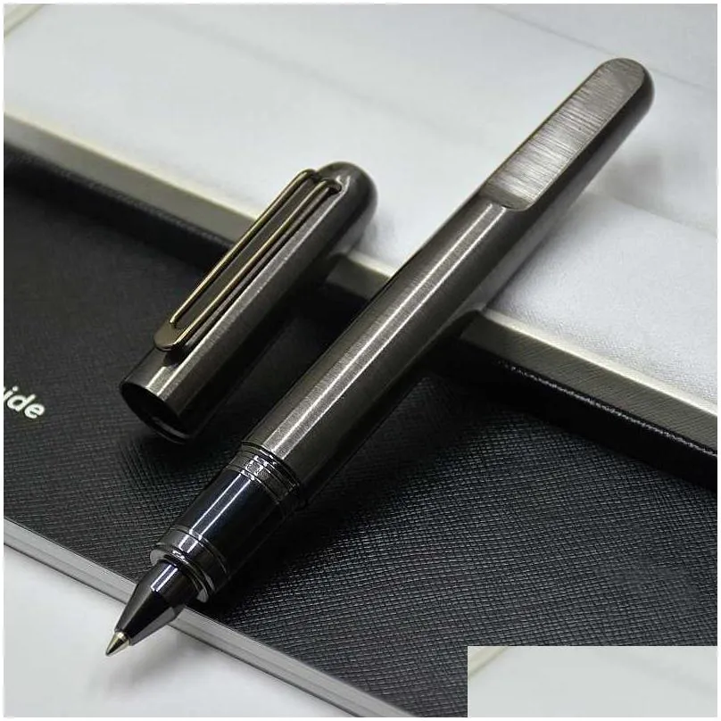 quality heavy metal silver top grey magnetic shut cap rollerball pen stationery business office supplies write men gift pens with set