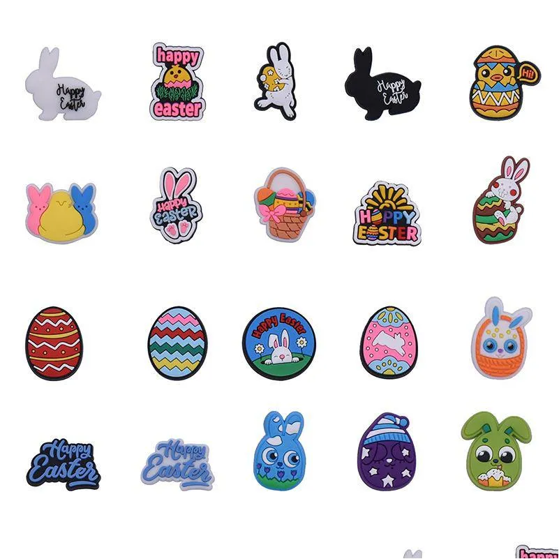 anime charms wholesale childhood memories happy easter bunny rabbit cartoon croc charms shoe accessories pvc decoration buckle soft rubber clog charms fast