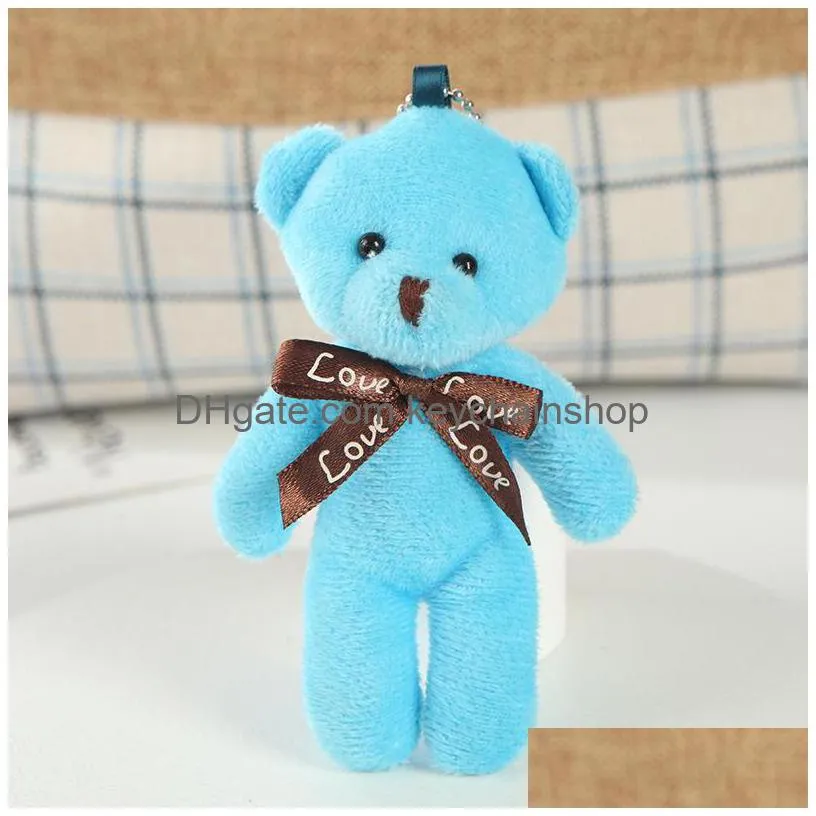 animal bear pendant key chains rings plush doll toy 12cm cute cartoon keychains charms bag jewelry keyrings accessories birthday gifts fashion wedding party