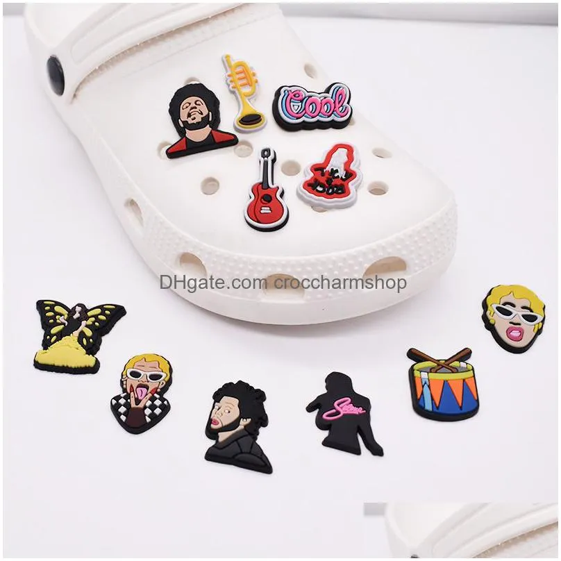 anime charms wholesale childhood memories cool singer music funny gift cartoon croc charms shoe accessories pvc decoration buckle soft rubber clog charms fast