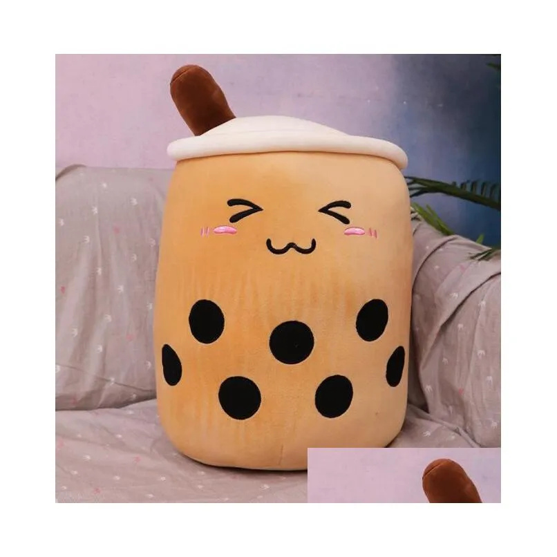 24cm bubble milk tea plush toy brewed boba stuffed cartoon cylindrical body pillow cup shaped pillow super soft hugging cushion creative gift for children