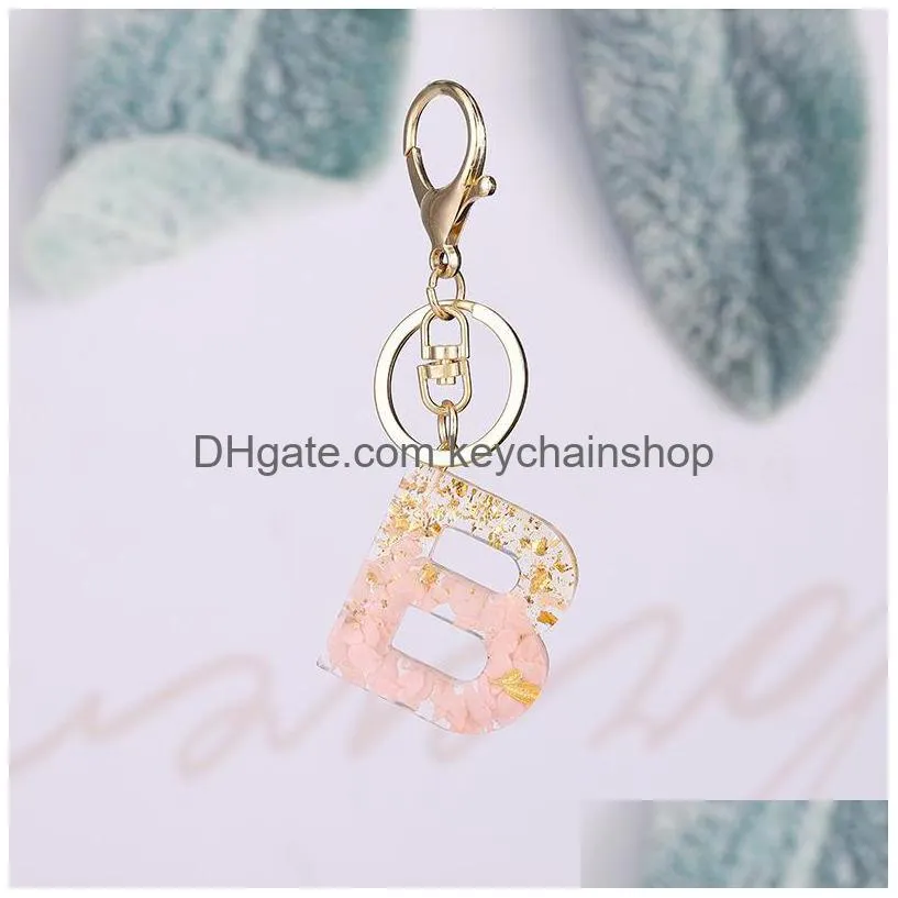 gold car keyrings women key chains accessories fashion personalized az alphabet 09 number initial letter bag charms keychains rings