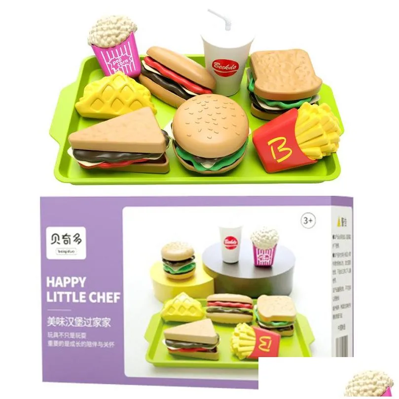 western food kawaii kitchen toys set mini hamburger french fries cola simulation model detachable decoration accessories kids kids