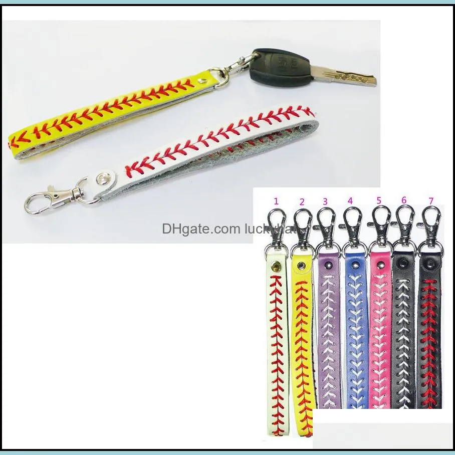 custom key chains european and american baseball softball sports keychain leather woven creative key chain