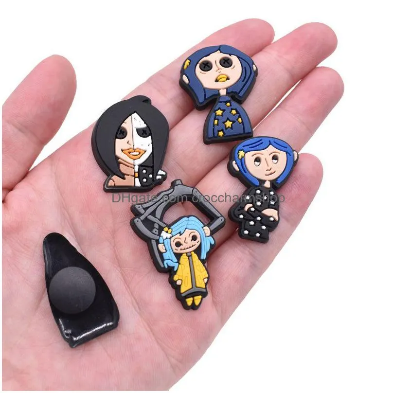 anime charms wholesale childhood memories coraline ghost mother funny gift cartoon croc charms shoe accessories pvc decoration buckle soft rubber clog