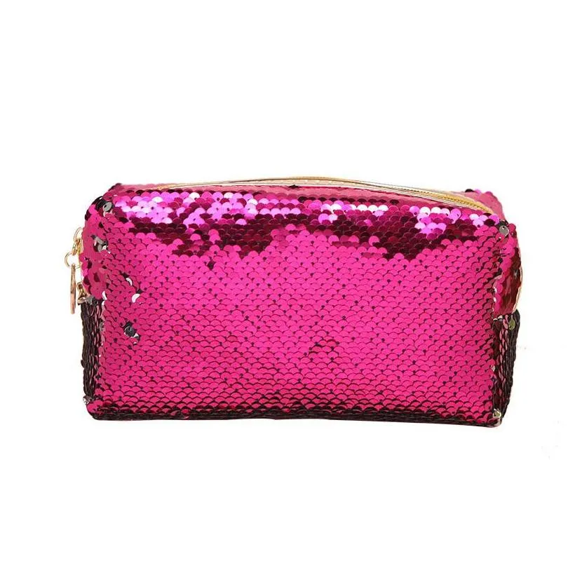 sequin cosmetic bag makeup storage bags mermaid handbag glitter coin wallet zipper pouch for women shipping