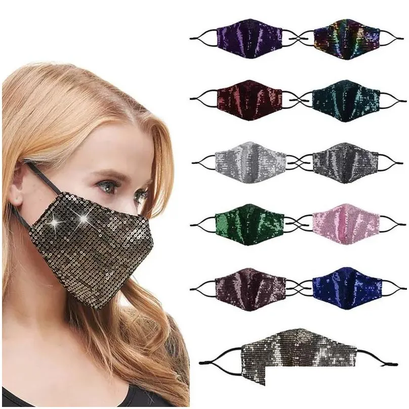 fashion lady face mask inside filters bling masks washable reusable with reatil bag