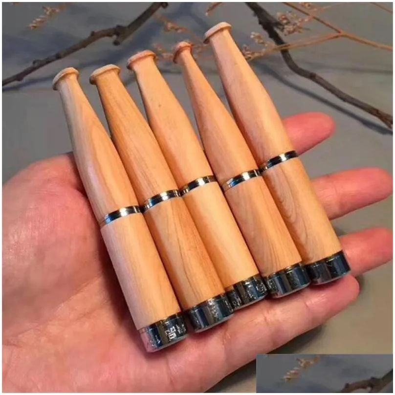 10 styles natural wooden smoke pipe wood change core double filter cigarette holder washable cigarette pipe dhs shipping