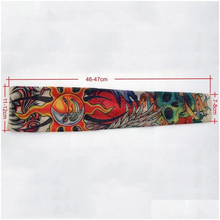 men boy outdoor sports seamless nylon tattoo sleeves printing elastic breathable skins fake tattoo arm warmer protective sleeves